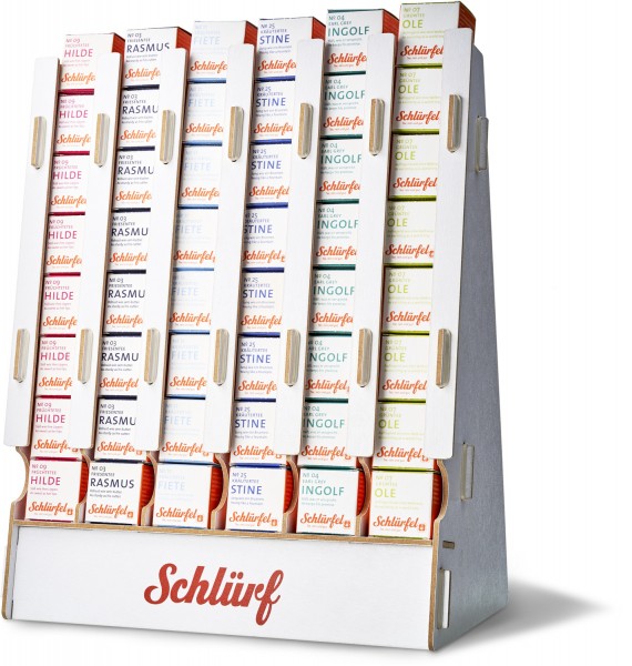 Schlürf - 4er Büdel-Display aus Holz